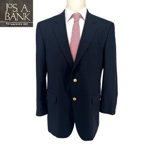 Jos A Bank Men's Sport Coat Blazer Suit Jacket 2 Button Gold Buttons 44L Blue